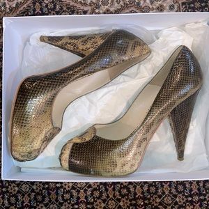 Snake Open Toed 4 1/2 Inch Heels